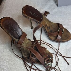 Aldo Tan Leather Strappy Heels